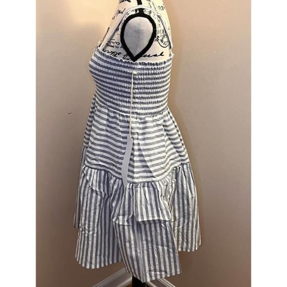 Urban Outfitters Lumiere Striped Smocked Babydoll Dress SZ L - Picture 3 of 10